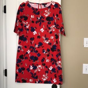 Banana republic red floral print shift dress